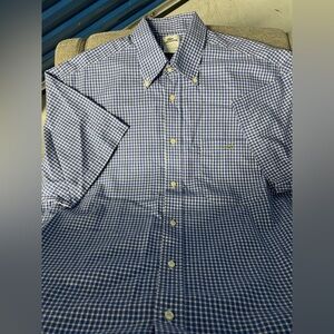 Lacoste Men's Blue and White Plaid Shirt